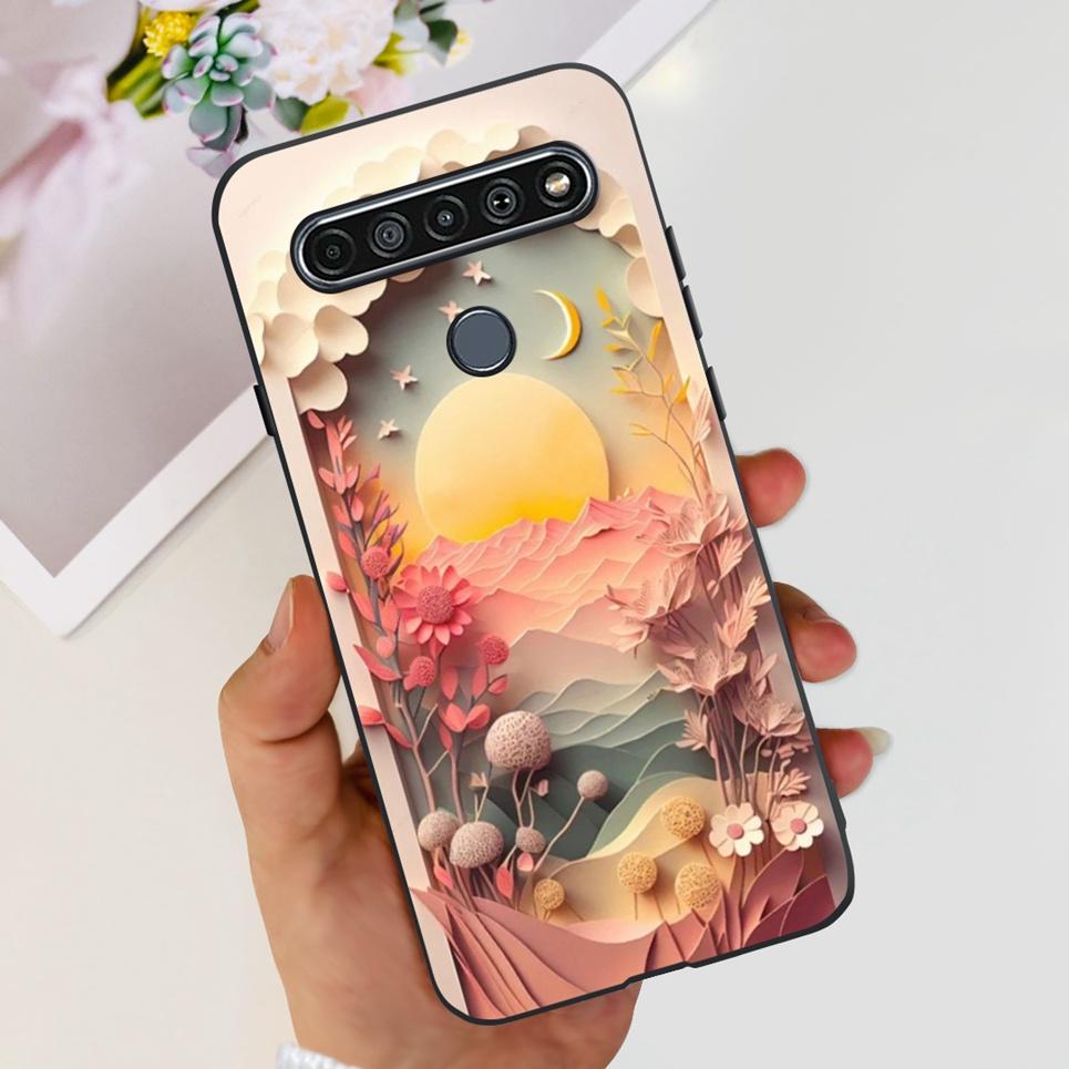For LG K61 / Q61 / K62 / Q62 Case 2020 Fashion Back Cover Coque Flower Cartoon Animals Dragone Soft TPU Black Silicone Bumper