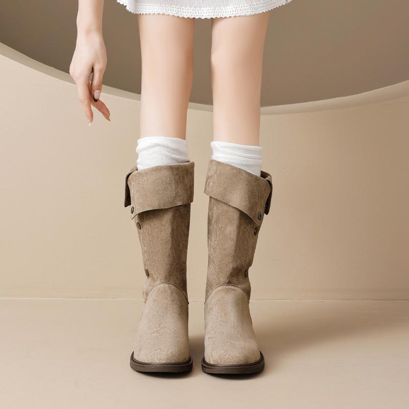 Augustine Boots Women's 2025 New Autumn and Winter Platform Western Style Retro Cowboy Boots But Knee Martin Boots