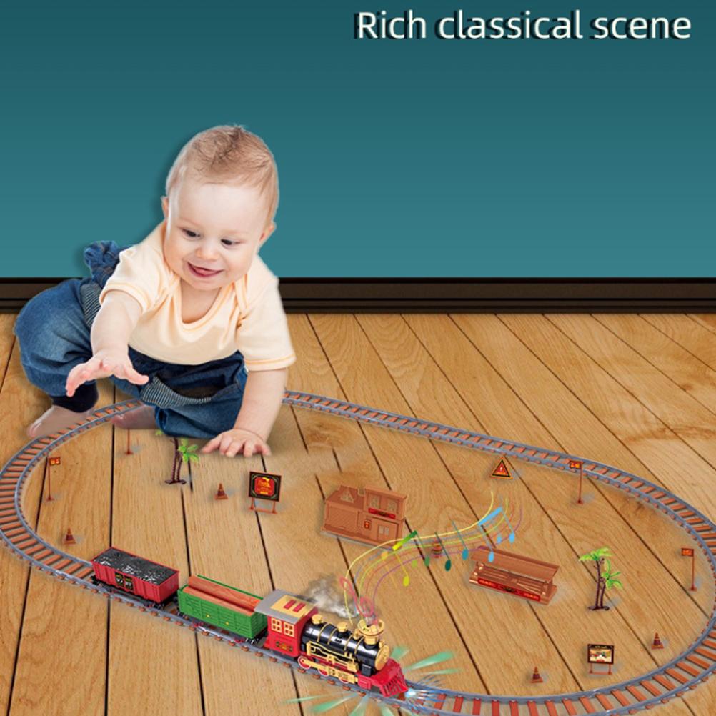 134 190 Stück Klassische Weihnachtszug-Set Mini-Zug-Spielzeug-Set mit mit Scheinwerfer Rauch Realistische Geräusche Elektrischer Schienenwagen