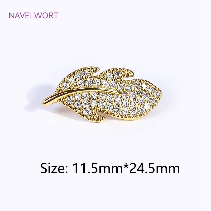 18K Gold Plated Brass Leaves Connector Fastener For Necklace Making Fittings Inlaid Zircon Pearl Clasp Findings DIY Accessories