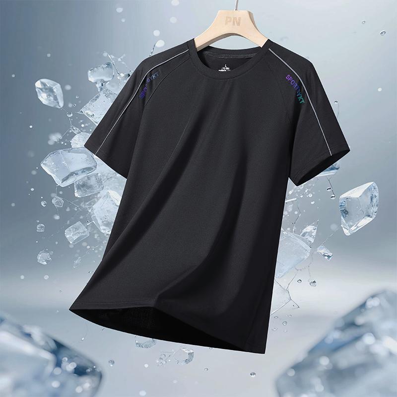 Eisseiden kurzes T-Shirt Herren Fitness Eisseide Halbsleeve Herren atmungsaktives Netz Sport Halbsleeve atmungsaktives schweißableitendes T-Shirt