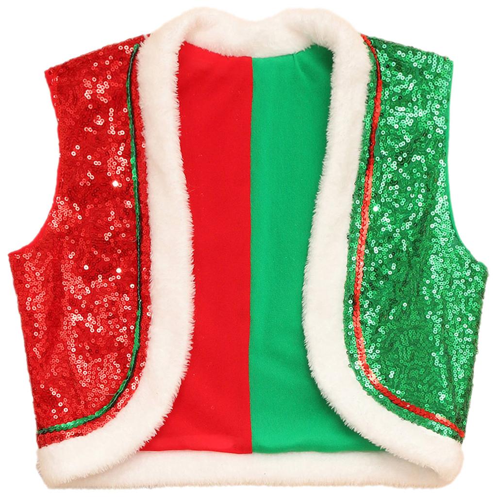 Boys Girls Circus Dance Waistcoat Kids Sleeveless Santa Elf Vest for Christmas Halloween Performance