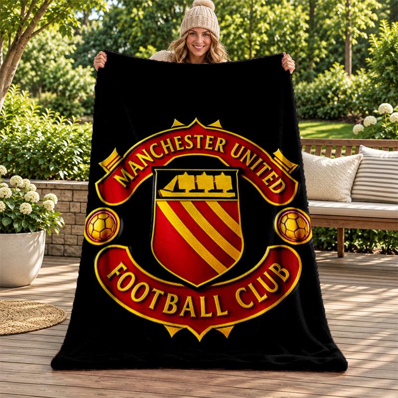 FC Manchester Blanket Flannel Blanket Soft Cozy Plush Throw for Sofa Bed Lightweight Home Decoration Gifts for Christmas Various Holidays