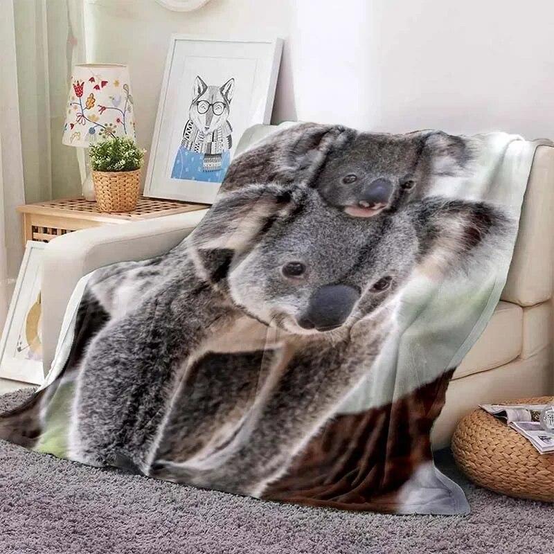 Niedliche Flanell-Überwurfdecke mit Koala-Motiv, rosa Herzmotiv, für Kinder, Männer, Frauen, weiche, warme Decken und Überwürfe für Couch, Bett, Reisen, Camping