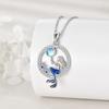 Luxury Female Crystal White Moonstone Mermaid Round Pendant Necklace Vintage Silver Color Wedding  For Women