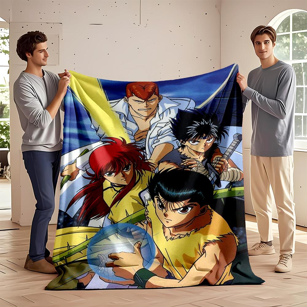 Anime Team with Powers and Weapons Design Flannel blanket for bedroom, living room, sofa, and nap sofas.