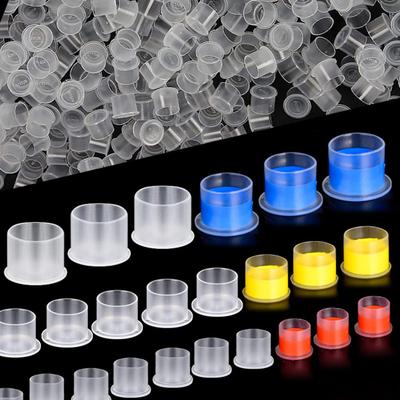 500 Pcs Disposable Tattoo Ink Cups Plastic Tattoo Ink Holder Small Tattoo Ink Cup with Ring Base for Tattoo Artists Studios