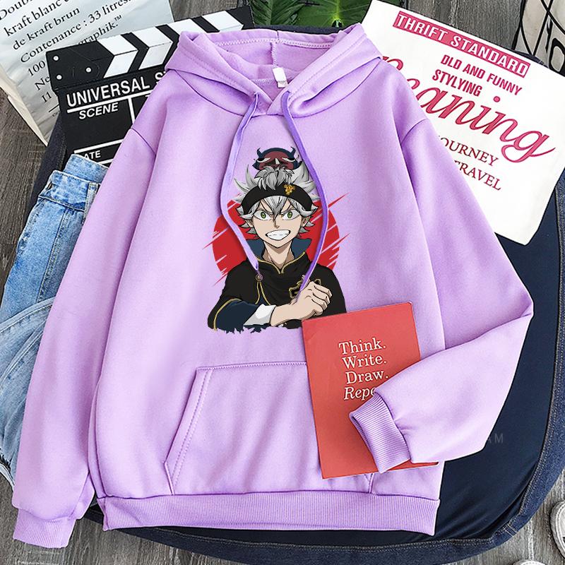 Harajuku Japanese Anime Black Clover Men Hoodies Sweatshirt Funny Cartoon Boys Asta Streetwear Pullover Winter Patchwork Hoodies