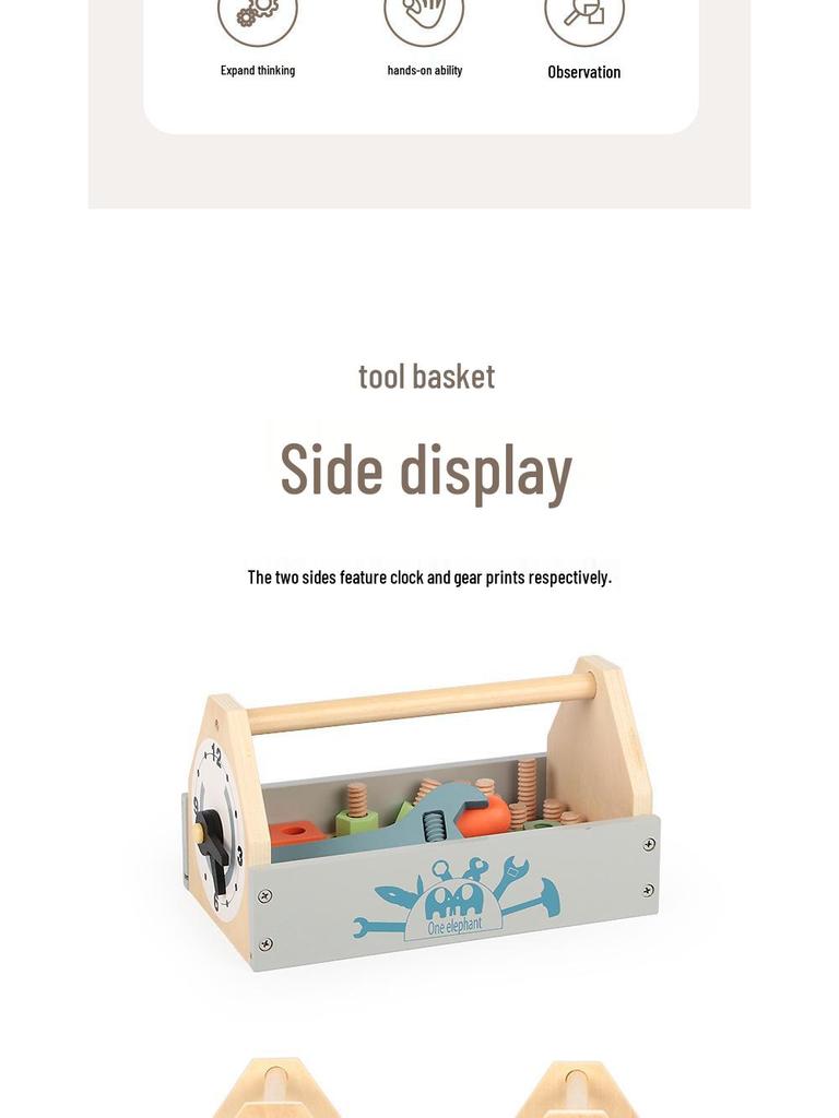 Children's Wooden Tool Box: Educational Workbench Toy for Boys with Simulation Repair, Screw, Nut Disassembly & Assembly Activity.