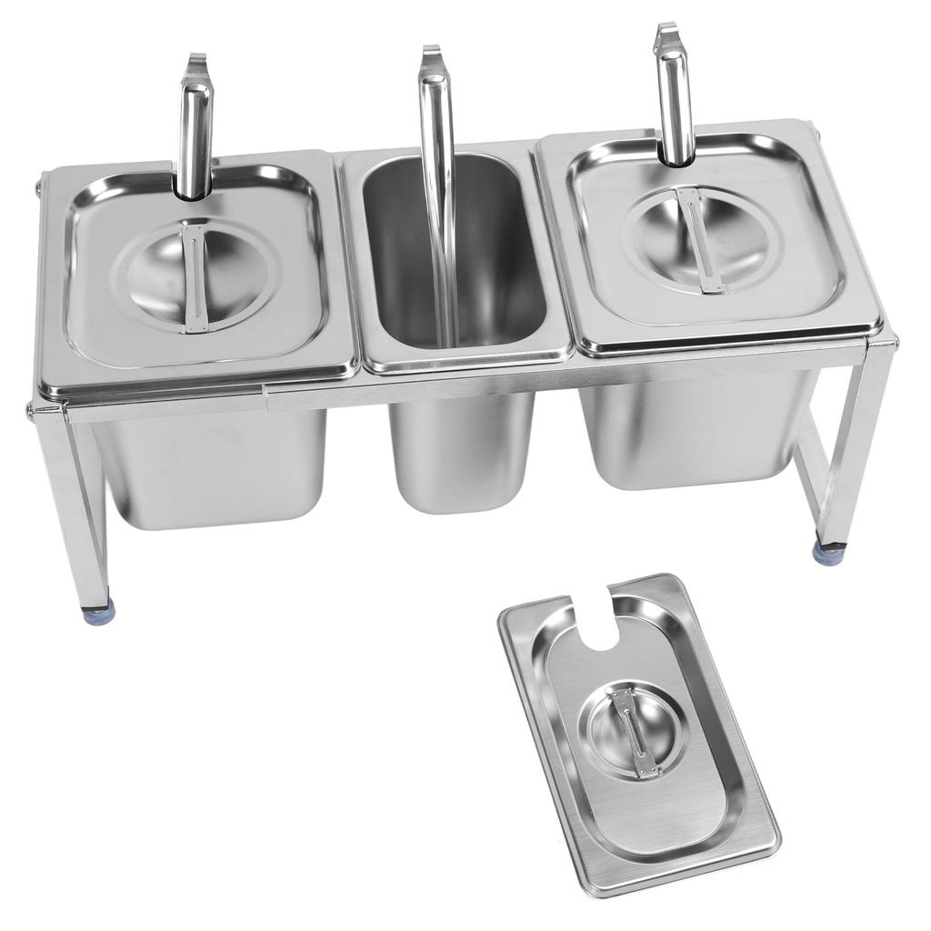 Stainless Steel Telescopic Jam Pot with Holder Condiment Dispenser Rack Milk Tea Shop Jam Basin Stand No.27 2pcs 2.2L