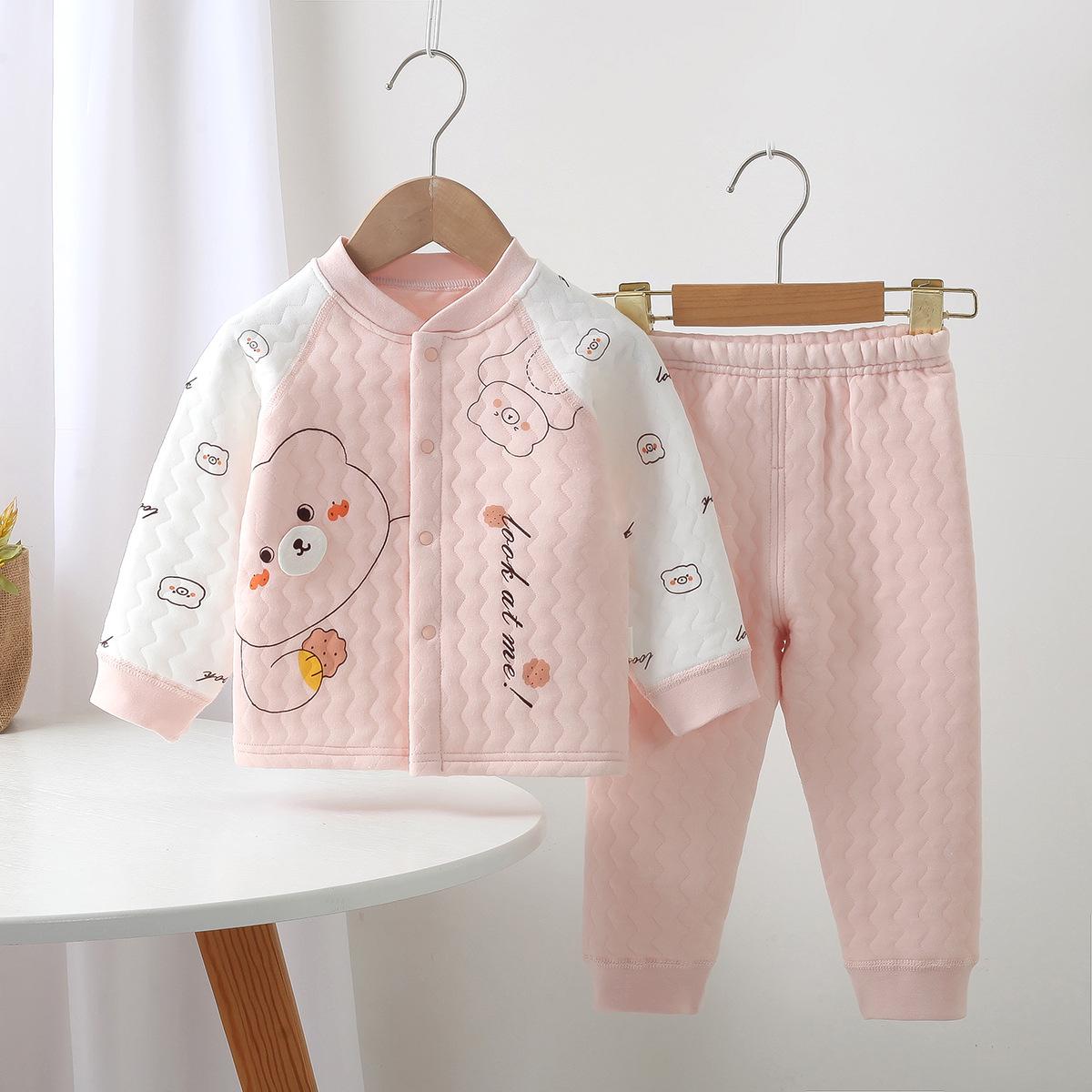 

Новый детский мультяшный зимний комплект нижнего белья из двух частей: Мягкий, бесшовный и теплый для осени и зимы. 73 cm розовый