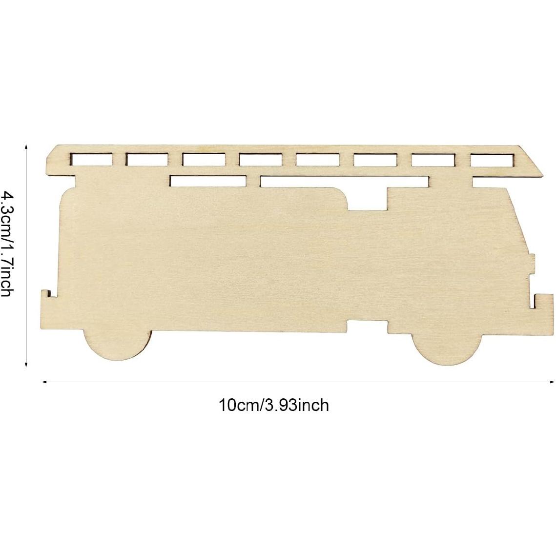 30 Pack 4 Inch Wood Fire Truck Cutouts Unfinished Wooden Firefighter Fire Truck Hanging Ornaments DIY Fire Truck Craft Gift Tags for Home Party