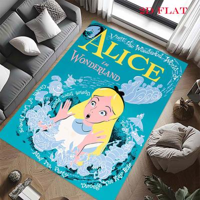 Alice Wonderland Tea Carpet Rug for Living Room Bedroom Home Sofa Decoration,Kids Play Nonslip Floor Mat