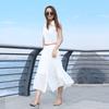Solid Color Sleeveless Chiffon Dress with Shirt Collar - Slimming and Stylish Fairy Design for the Holidays