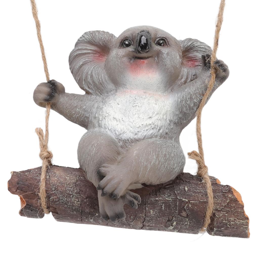 Rzeźba Koali na Huśtawce Kreskówkowa Syntetyczna Żywica Figurki Zwierząt Dekoracja do Dekoracji Ogrodu Akcesoria