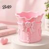 Decorative Pen Holder Pink Bow Makeup Brush Holder, 3D Printed Desk Organizer, Cosmetic Organizer Brushes & Storage Cup for Vanity Decoration