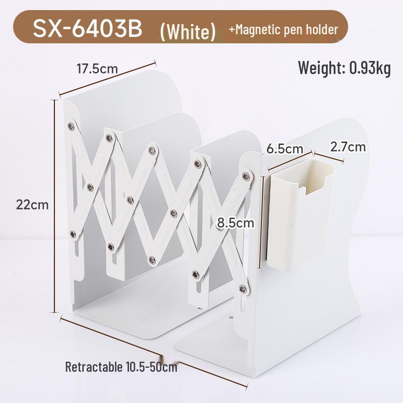 Magnetic Retractable Book Stand with Pen Holder - Desktop Bookcase Divider and Folding Fixer.