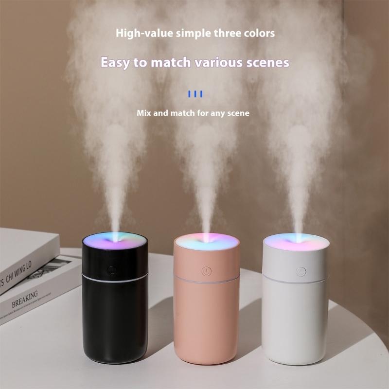 Rechargeable Mini Humidifier Small Desk Air Humidifier with Colorful Atmosphere Light and 4/8 Hour Timer for Home Use