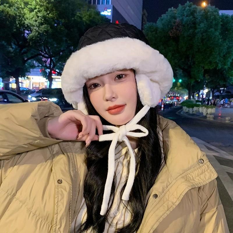 Ear Protection Lei Feng Hat Winter North Outdoor Cold Thickened Windproof Bucket Hat Women's Plush Warm Hat Winter