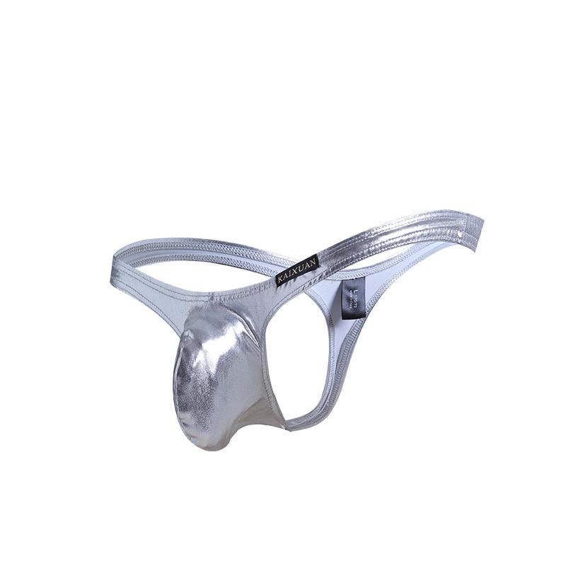 Shiny T-Back Thongs Men Sexy Bulge Pouch G-String Penis Bag Underwear Bikini Trunks Fashion Glossy Underpants Gay Soft Panties