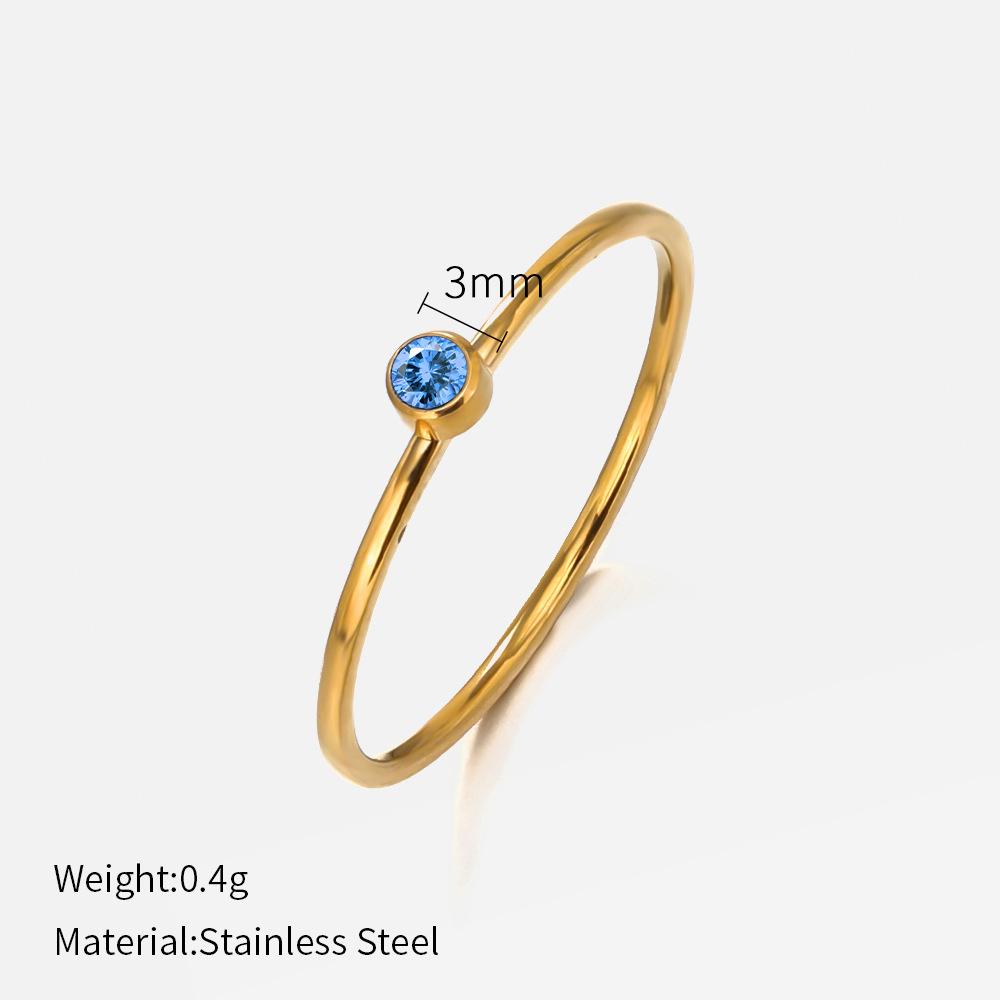 European and American fashion single colored diamond titanium steel ring female simple popular niche design plain ring stainless steel ring