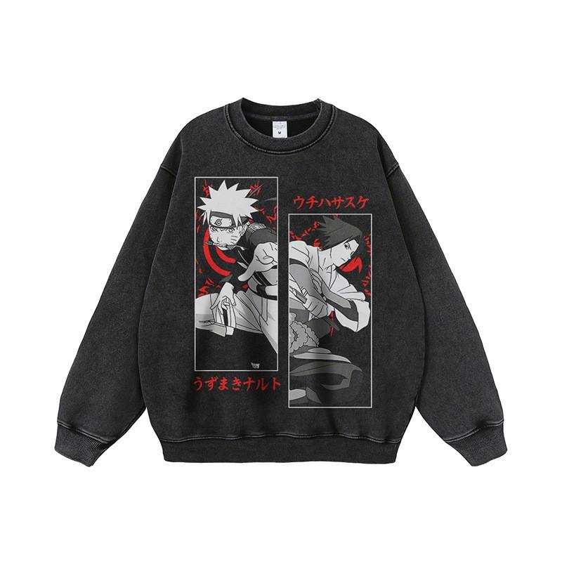 Unisex Oversized Streetwear Hoodie With Cartoon Print Cotton Heavyweight Washed Look