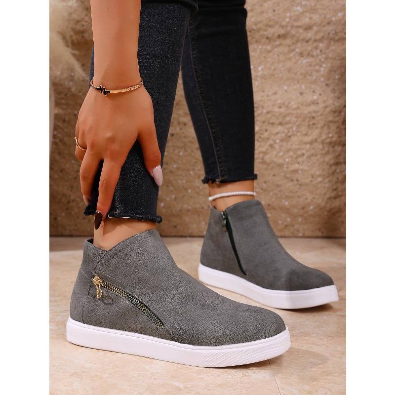 Side Zipper Platform Boots 2025 Winter New Plus Size Round Toe Ankle Boots for Women