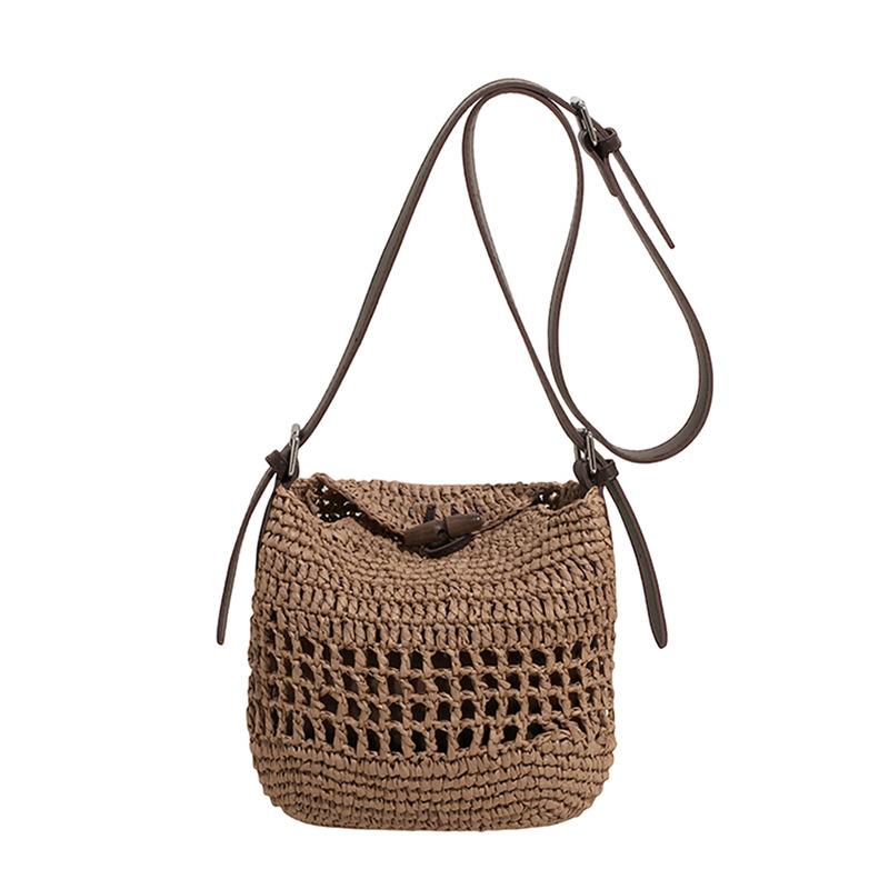 Summer fashion small bag women's bag 2025 new handmade straw bag retro high-end single shoulder messenger woven bag