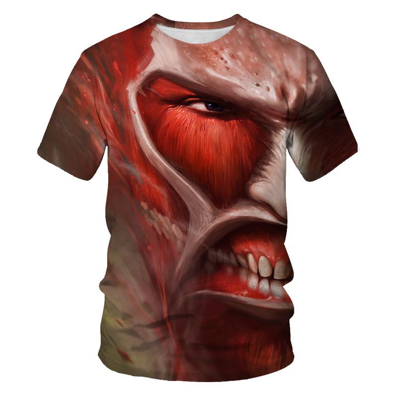 BOLIV MODA Muscle zomer-T-shirt voor heren, 3D digitaal bedrukte herentop met korte mouwen L
