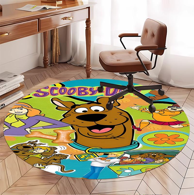 Scooby Pattern Round Rug, Indoor/Outdoor Mat, for Picnic, Gameroom, Bedroom, Office, Living Room, Home Decor Carpet, Birthday Gift