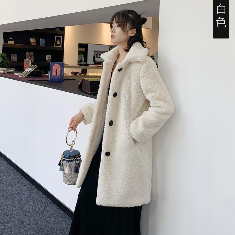 Winter new sheep shearing coat women's loose high-necked granular imitation wool fur medium and long thickened coat
