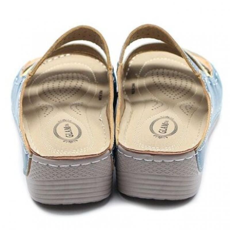 New Arrivals Open Run Women Leather Open Toe Punching Mule Sandals