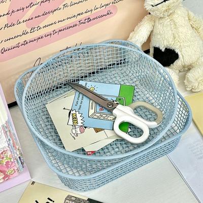 Rust-proof Desktop Storage Basket INS Sturdy Mesh Wire Counter Tray Lightweight Multi-functional Metal Sundries Organizer