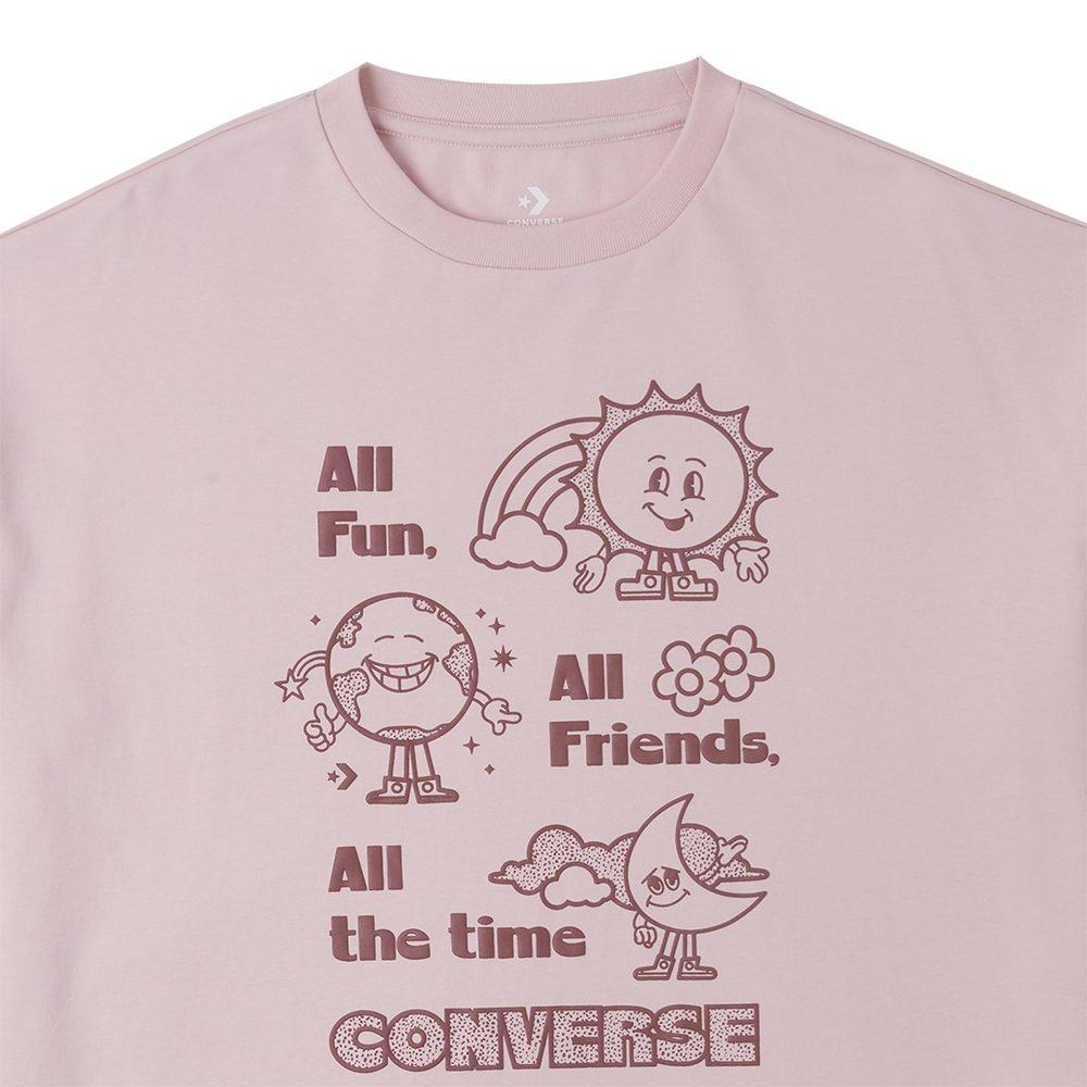 Converse T Shirts Women's Pink Crew Neck Moderate Straight Fit 10025885-A02