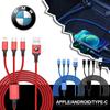 Emblem Three-in-one Car Superstrong Fast Charging Data Cable For BMW X6 X1 X2 X3 X4 X5 X7 E46 E39 E90 E36 E60 E34 E30 F30 E71