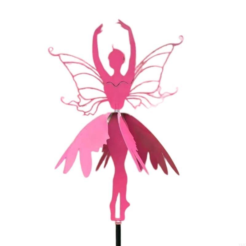 Y5JC Pinwheels for Yard and Garden Flower Fairy Dancing Wind Spinners Amidst Wind Spinners Garden Statue Metal Ballerinas