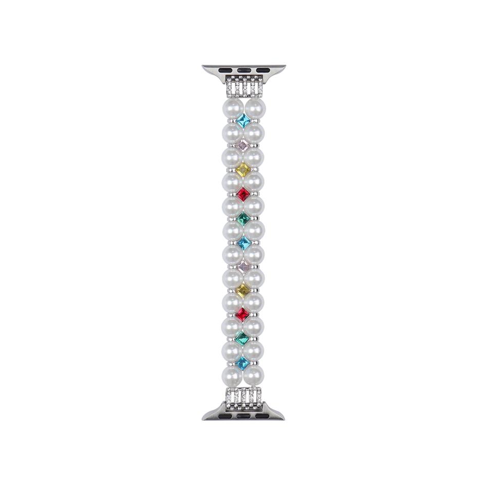 

Shiny Colored Diamond Pearl Strap For Apple Watch Band S11/10/9/8/7/SE/6/Ultra IWatch 49/46/45/44/42/41/40/38mm Elastic Bracelet 38mm
