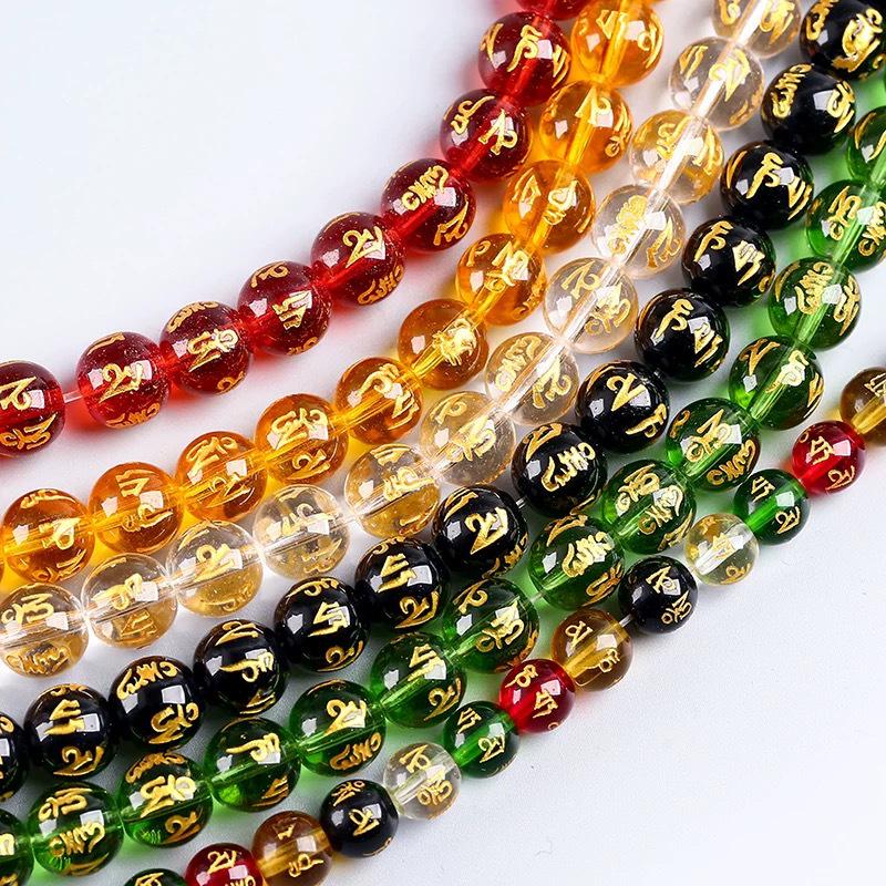Crystal Agate Six-Syllable Mantra Beads for DIY Jewelry & Buddhist Bracelets