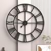 Nordic Retro Wrought Iron Wall Clock: Silent Round Roman Numerals for Living Room Decor