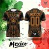 Maglietta da Calcio Stampata Stile New Mexica con Grafica Giaguaro da Uomo e Donna Uniforme Sportiva Traspirante ad Asciugatura Rapida per Allenamento