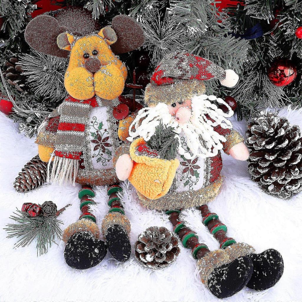 3 Pack Santa Snowman Reindeer Tabletop Collectible Doll Decoration Holiday Party Supplies - DD01