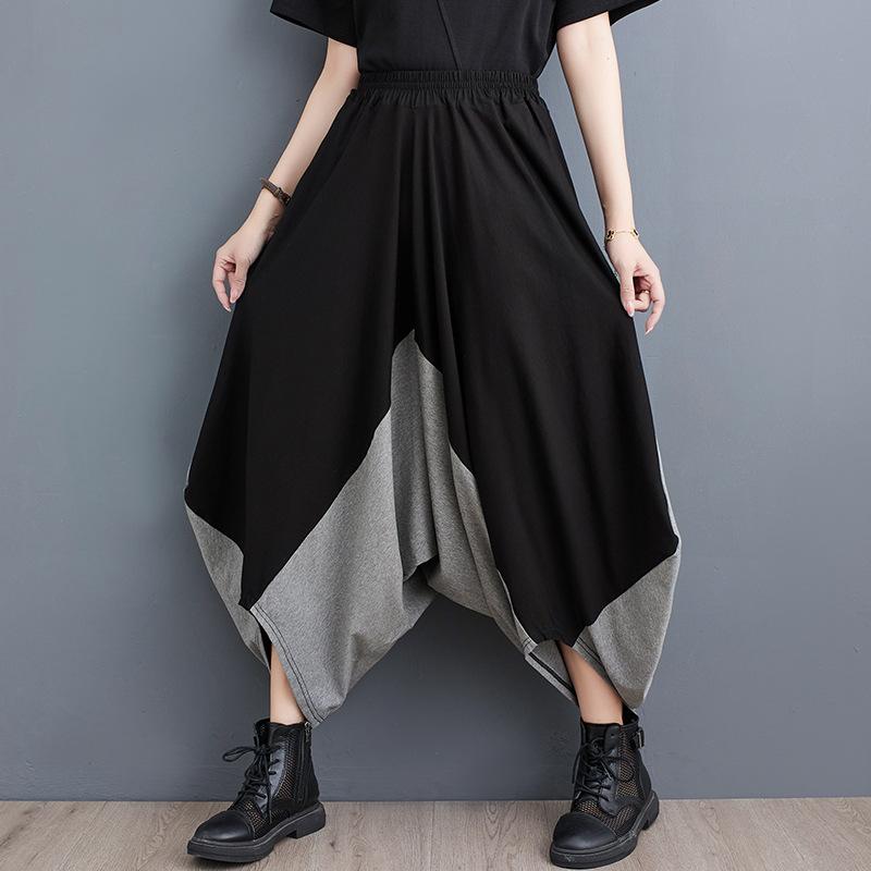 

Літні жіночі штани великих розмірів, еластична талія, нерегулярні зрощення, складні штани, штани з висячими промежинами, вільні повсякденні широкі штани One Size