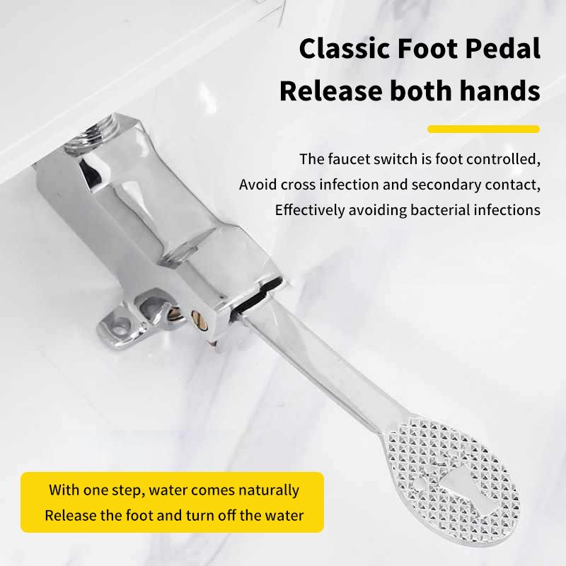 1 Stück Kupfer Wasserhahn Becken Bodenmontage Einzelnes Fußpedal Krankenhaus Medizinisches Labor Fußschalter Wasserhahn Küche Badezimmer Waschbecken