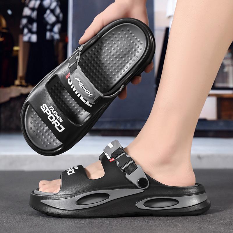 Men's Summer Non-Slip Thick Sole Sport Sandals: Dual-Use Beach/Outdoor Cushioned Slippers, Large Size