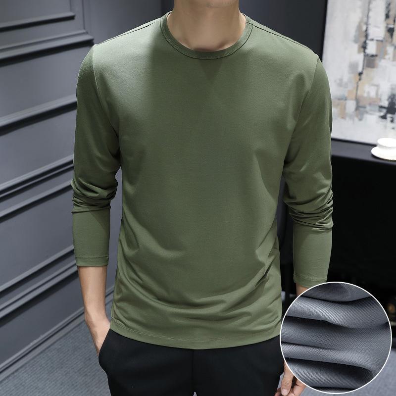 Long-Sleeve T-Shirt For Men, Autumn Base Shirt, Solid Color White Inner Top, Autumn Top, Black And White T-Shirt