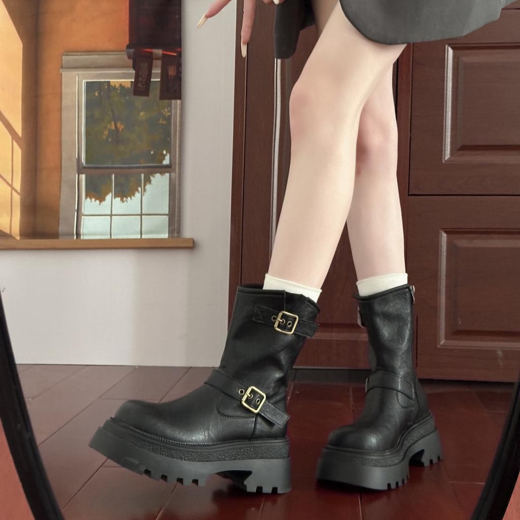 [Fanfna] Dicksohlige, erhöhende Martin-Stiefel im britischen Stil für Damen Herbst 2025 neu Maillard Retro Slim Kurzstiefel
