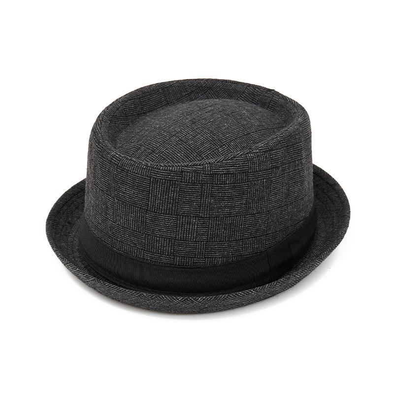 Autumn Winter Men's British Retro Jazz Hat Bowler Hat Women's Plaid Gentleman's Hood