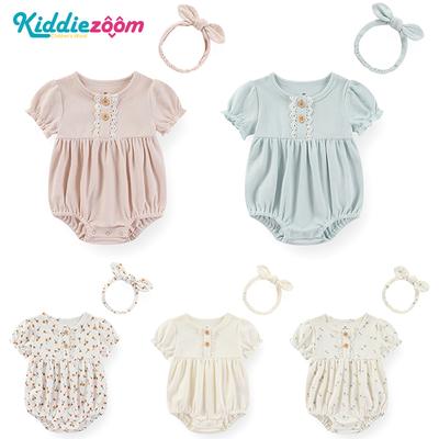 Baby Mädchen Sets Baumwolle Body + Stirnband Kurzarm 6-24Monate Nette Neugeborene Baby Mädchen Kleidung