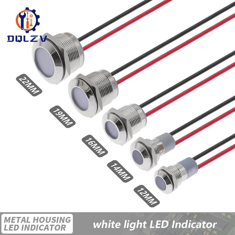 6mm 8mm 10mm 12mm 14mm 16mm 19mm 22mmWaterproof IP67 Metal LED Warning Indicator Light Signal Lamp Pilot Wire 3V 12V 24V 48V