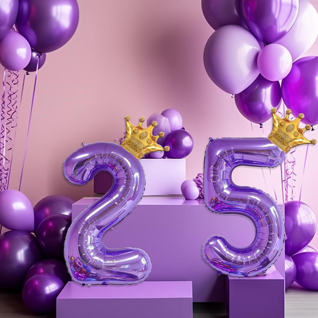 Purple 1 Balloon 40 Inch,Giant Number 1 & Mini Crown Balloons Set for Girl Boy 1st Birthday Party Decorations,Purple Birthday Party Decorations